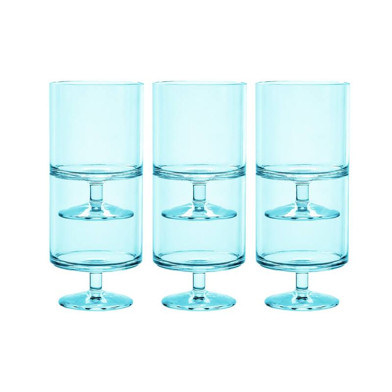 Abode Homewares Stacking Wine Goblet, 9.4 oz. Set of 6 - Blue