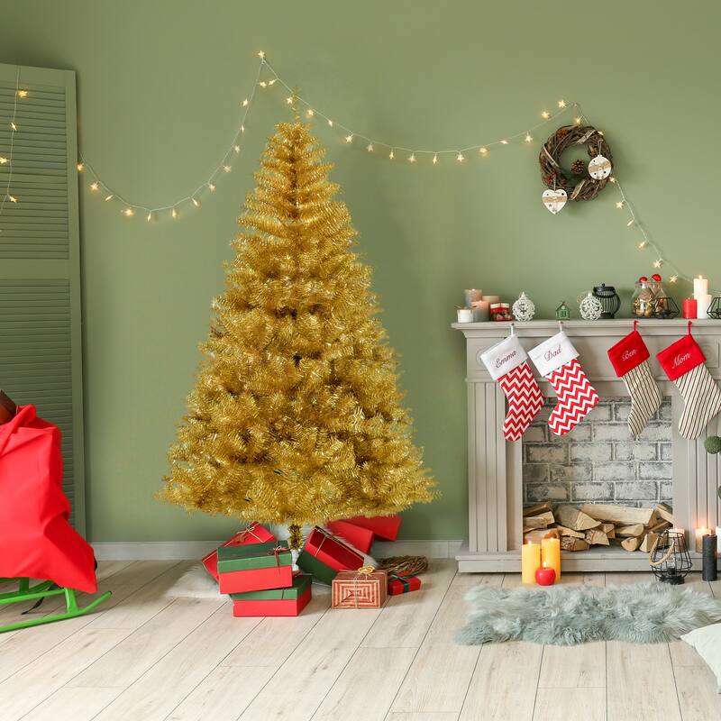 HOMCOM 6' Artificial Gold Christmas Tree with Stand