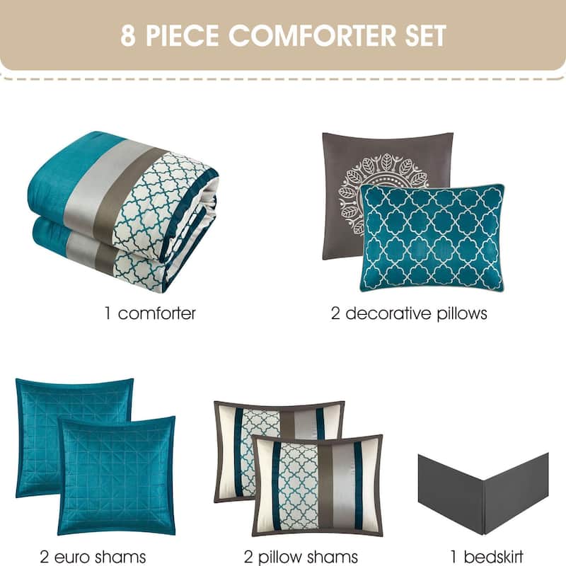 Nanshing Avalon Trellis 8-Piece Moroccan Print Comforter Set