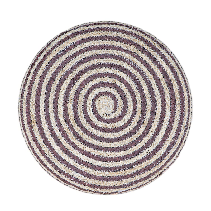 Made4Home Cera Round Natural Woven Accent Ottoman Pouf