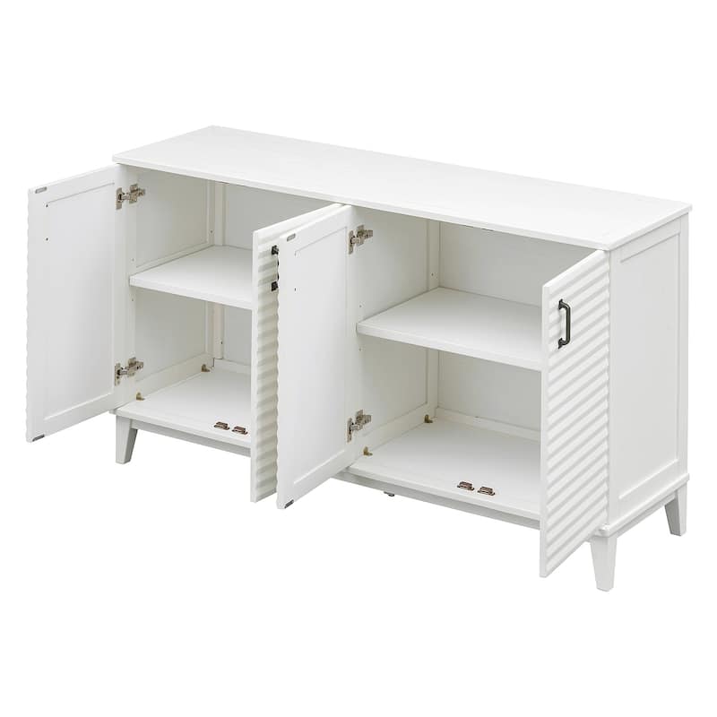 Sideboard with 4 Door Large Storage Buffet with Adjustable Shelves and Metal Handles for Kitchen