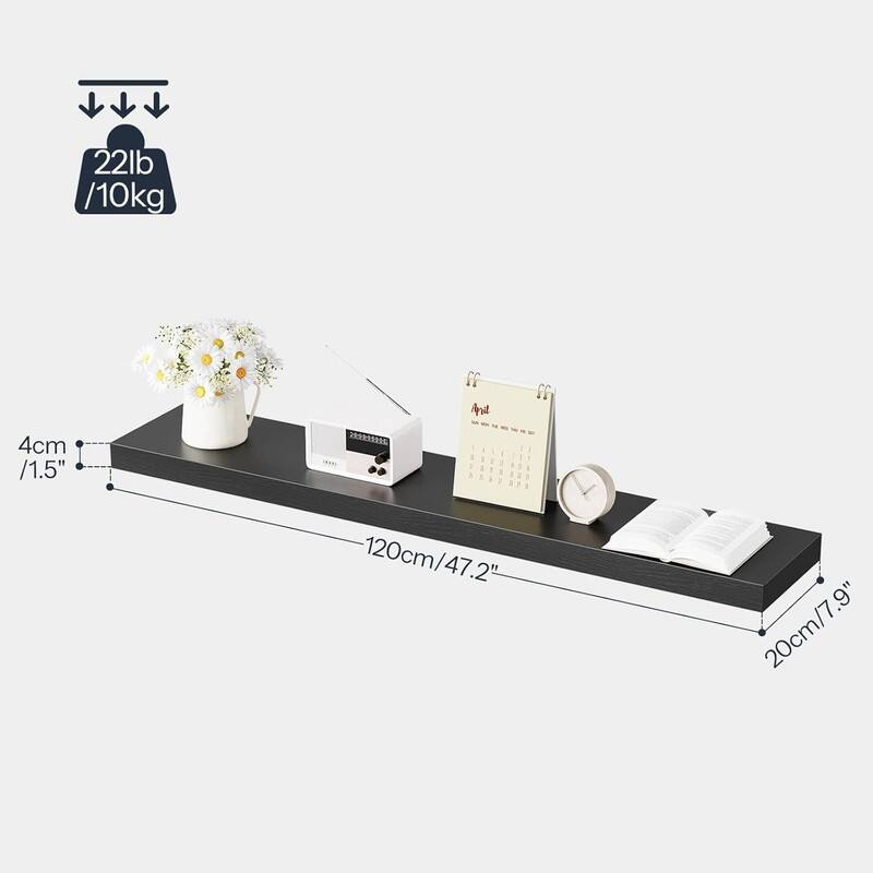 Floating Shelves, Wall Shelf Set of 2, 47.2 Inch Hanging Shelf - 7.9"D x 47.2"W x 1.5"H