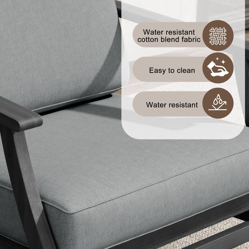 Teak Outdoor Patio Club Chairs Loveseat with Cushions