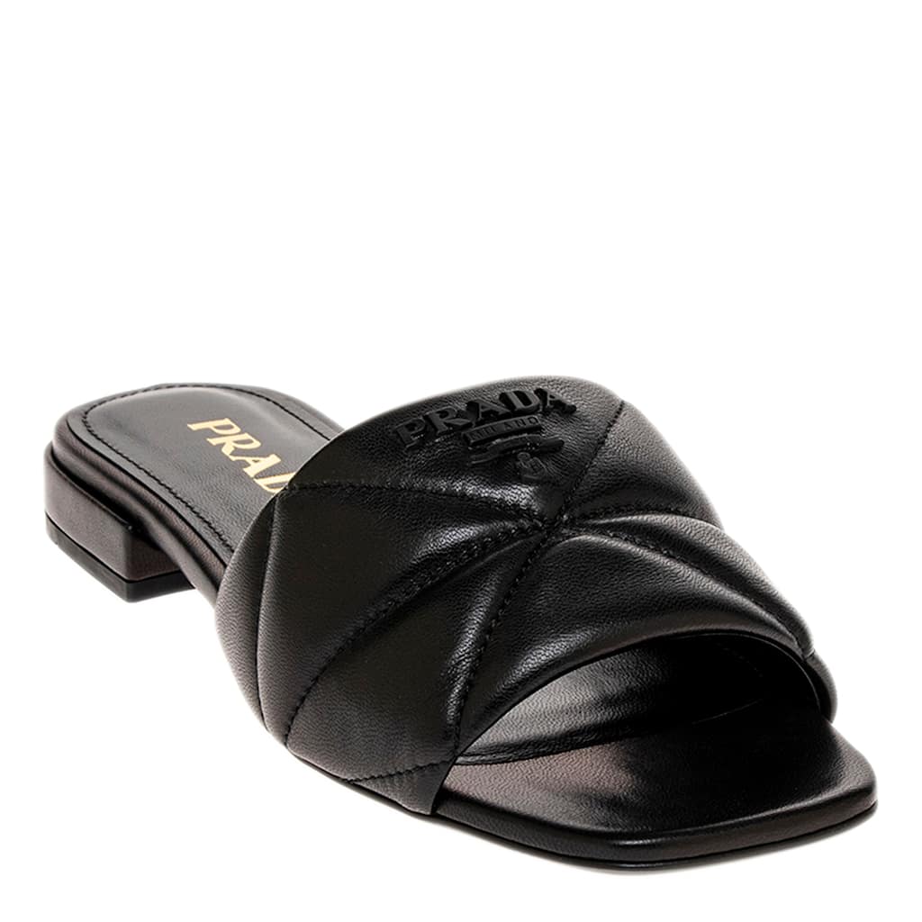 Prada Triangle Logo Quilted Sandals
