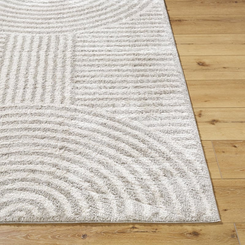 Livabliss Scandinavian Fossay Shag Stripe Washable Area Rug - 2'7" x 7'3" - Light Beige/ Medium Gray