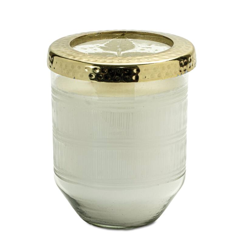White Currant Soy Wax Christmas Candle with Glass Holder - 5" - Gold