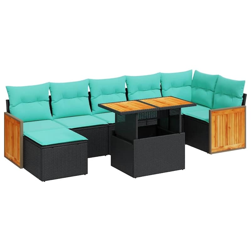 vidaXL Patio Sofa Set with Cushions Outdoor Furniture 8 Piece Poly Rattan