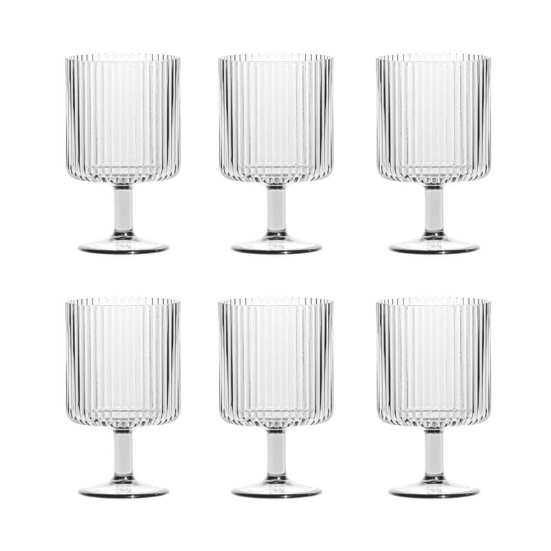 Abode Homewares by TarHong Mesa Stacking Goblet, 15 oz. Set of 6 - Clear
