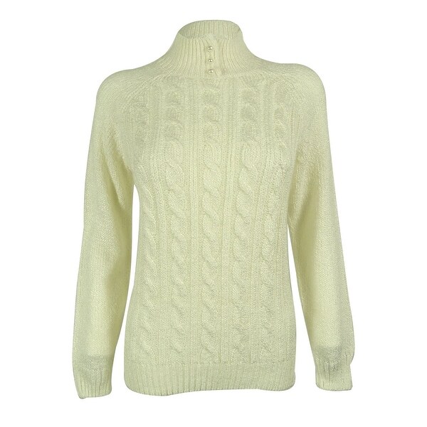 karen scott cable knit mock neck sweater