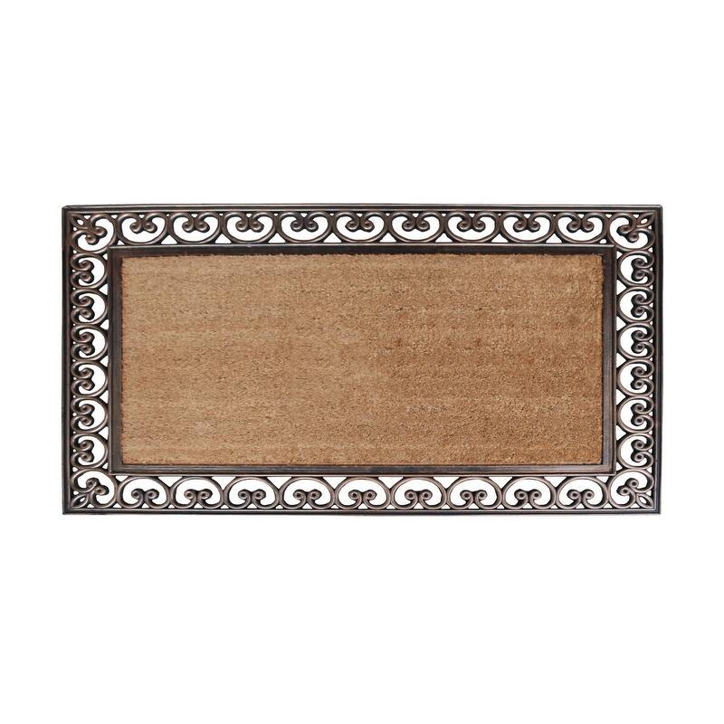 A1HC First Impression Hand Finished Rubber and Coir Classic Paisley Border Extra Large Double Doormat (30" x 48")