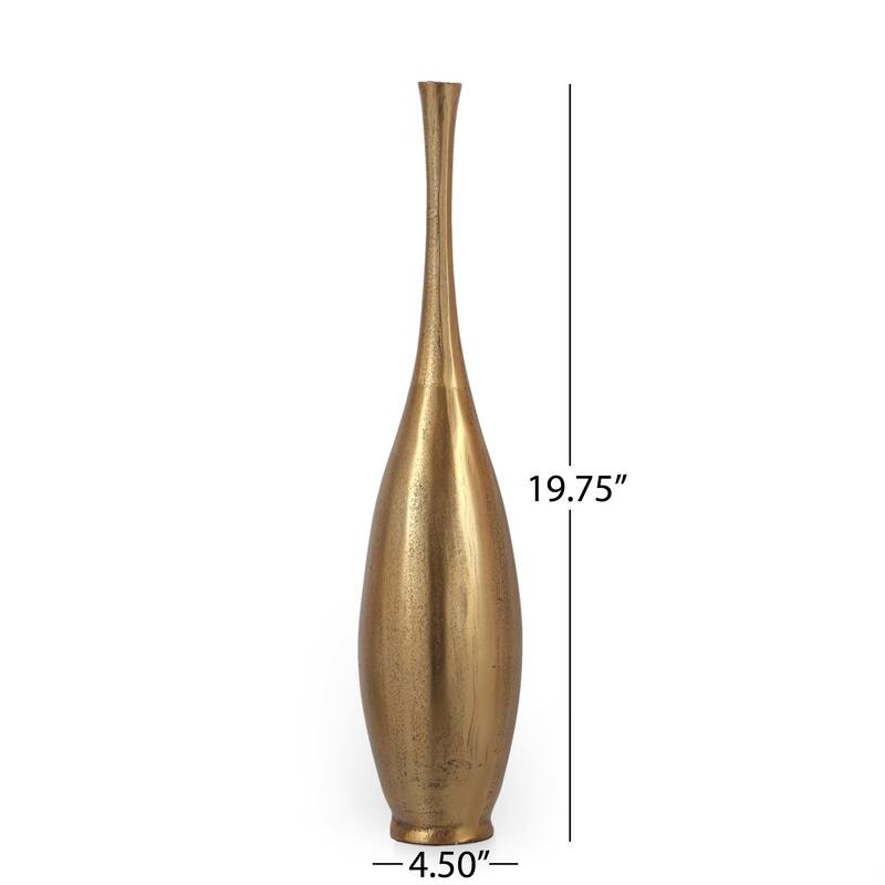 Roomfitters Metal Bottle Vase, Tall Decorative Accent for Table or Shelf, Modern Gold Finish