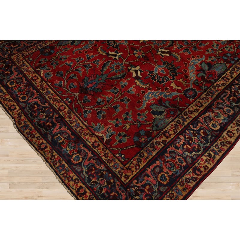 6'2''x9'2'' Hand Knotted Wool Red Old Traditional Rug - 6' 2'' x 9' 2''