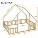 preview thumbnail 7 of 49, Wood House-Shaped Full Floor House Bed with Fence,Guardrails,Kids and Baby