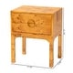 preview thumbnail 11 of 19, Kayla Modern and Contemporary Natural Light Mappa Real Burl Wood 2-Drawer Nightstand