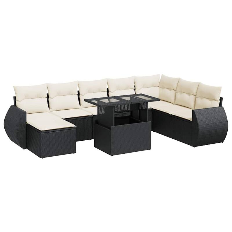 vidaXL Patio Sofa Set with Cushions Outdoor Furniture 9 Piece Poly Rattan
