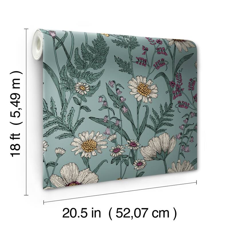 Spring Meadow Blue Peel and Stick Wallpaper