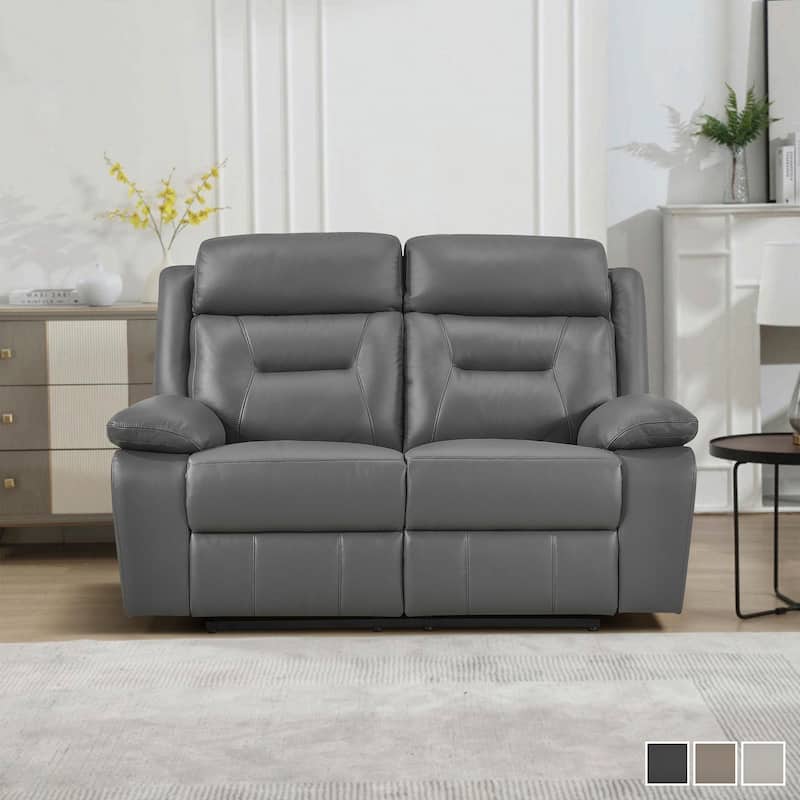 Papyrus Leather Match Manual Double Reclining Loveseat