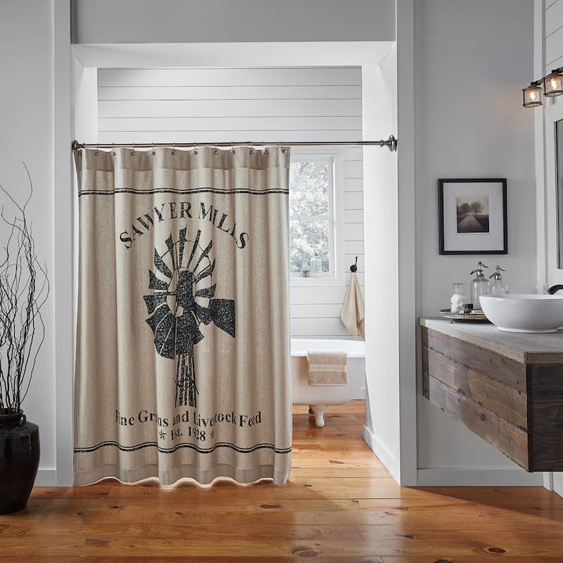 Sawyer Mill Charcoal Windmill Shower Curtain 72x72