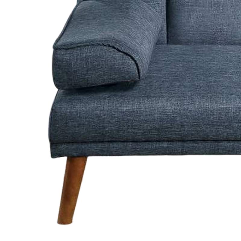 Dora 71 Inch Adjustable Futon Sofa Bed with Vertical Channel Tufting, Blue