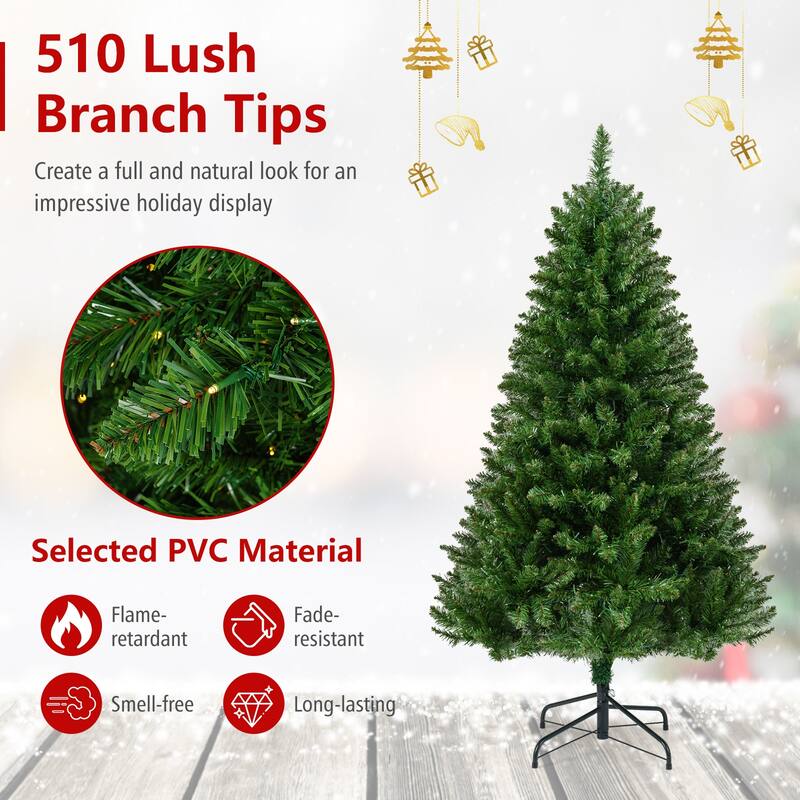 Gymax Artificial Christmas Tree w/990 Branch Tips 1000 Warm White LED