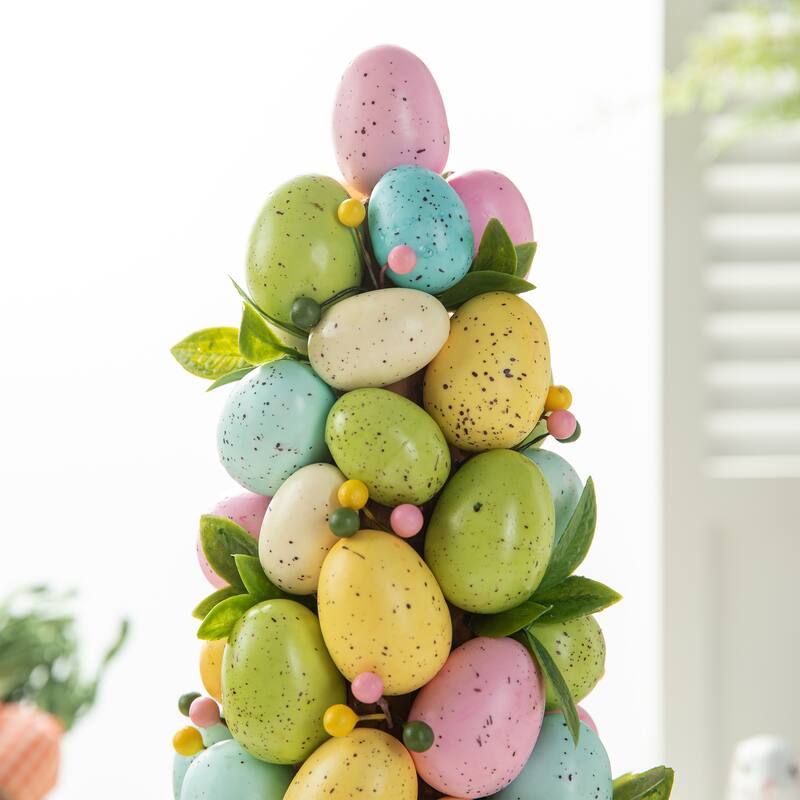 Glitzhome 16"H Multicolor Easter Egg Table Tree Decor for Spring Party Supplies