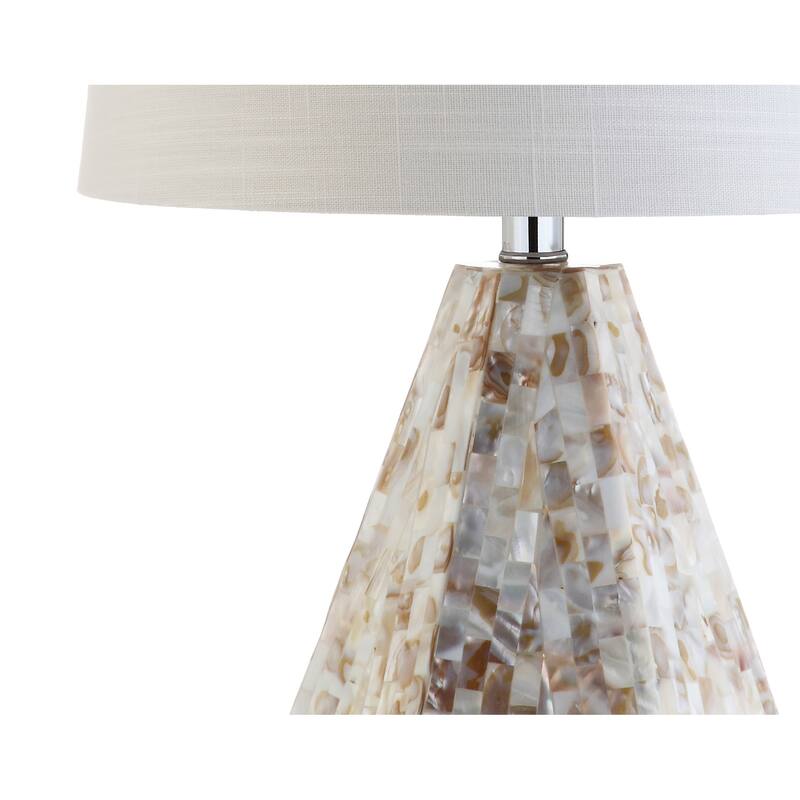 JONATHAN Y Jocelyn 21" Seashell LED Table Lamp, Natural Ivory (Set of 2)