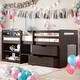 preview thumbnail 1 of 17, Twin Size Loft Bed With Two Shelves and Two drawers for Home Antique Espresso