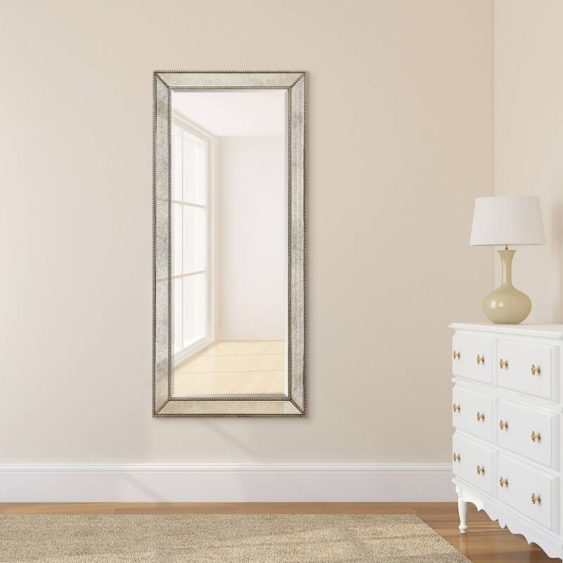 Champagne Bead Beveled Rectangular Wall Mirror - Clear