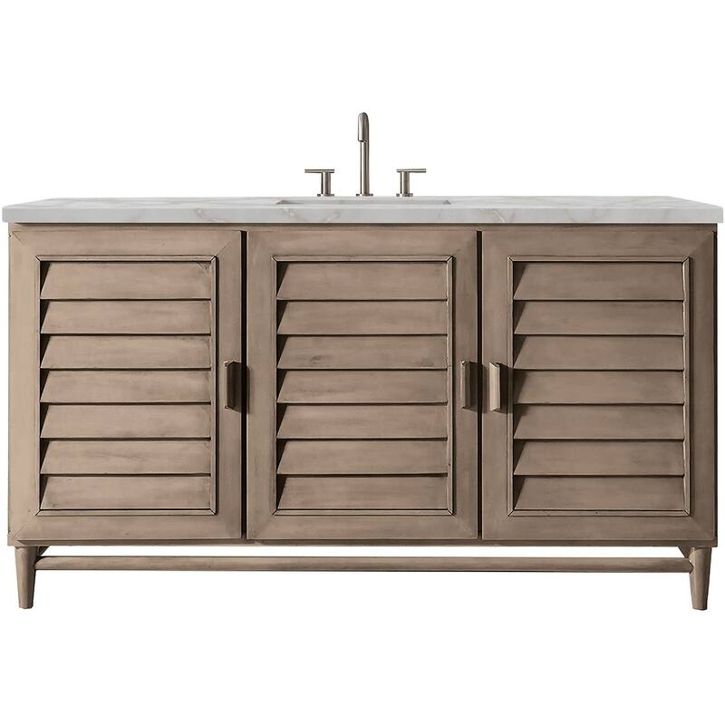 James Martin Vanities 620-V60S-FVSL Portland 60" Free Standing Single - Whitewashed Walnut - Walnut Finish