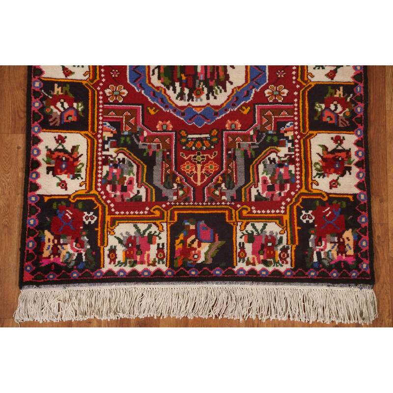 Hand Knotted Oriental 100% Wool Carpet Traditional Medallion Red Bakhtiari Area Rug - 4' 7'' X 3' 5''