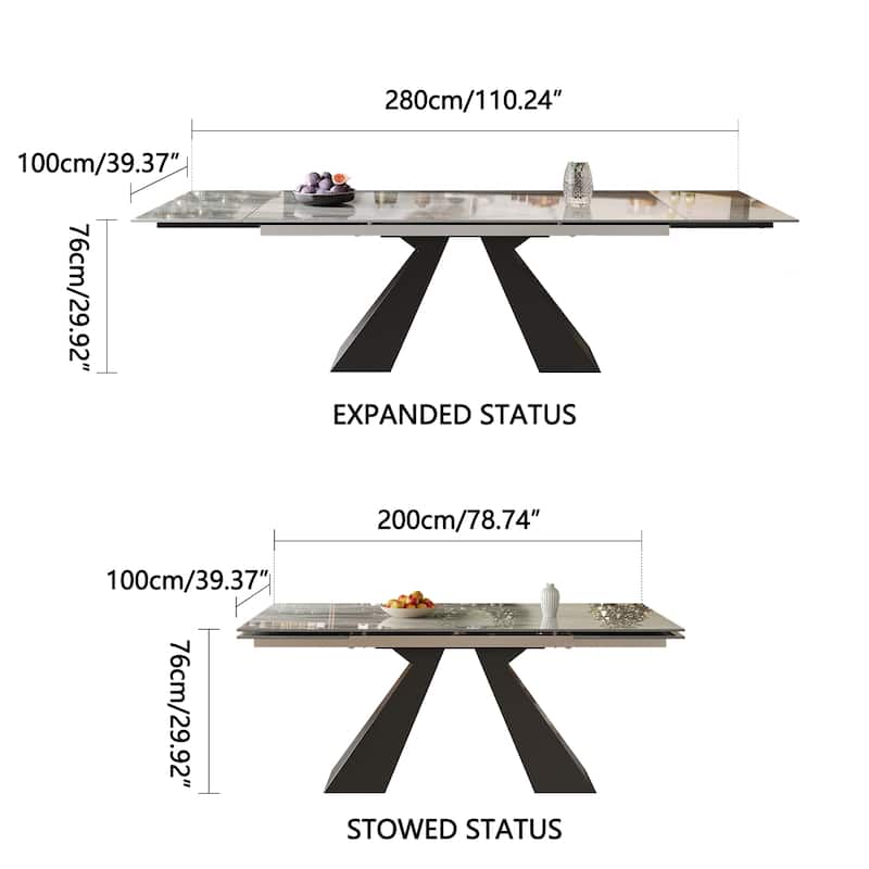 Modern Minimalist 6 - Person Sintered Stone Extendable Dining Set
