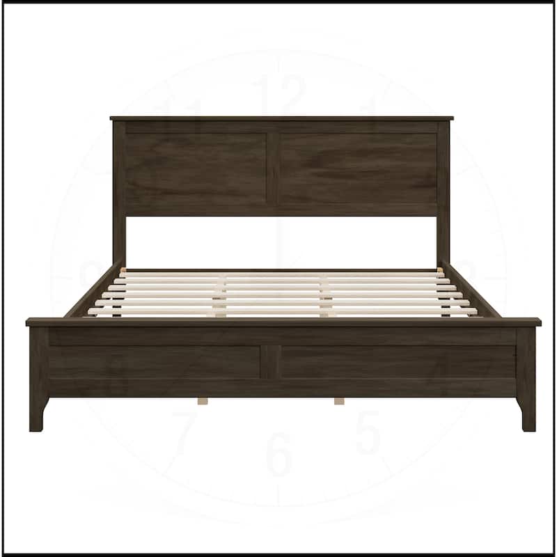 Solid Wood Platform Bed with Sturdy Wooden Slats Support