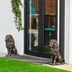 preview thumbnail 24 of 63, Glitzhome Set of 2 MGO Majestic Sitting Guardian Lion Statues Porch Sculpture Outdoor Indoor 21" H Bronze
