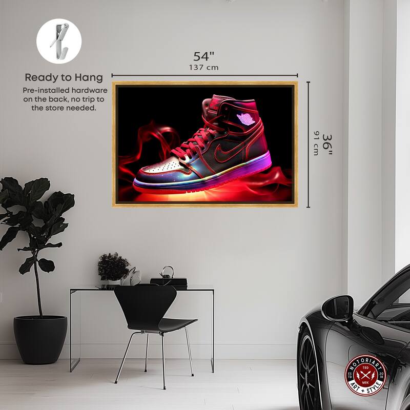 Notoriart Flaming Hot Sneaker Ii Framed Sneaker 1 Piece Canvas Wall Art