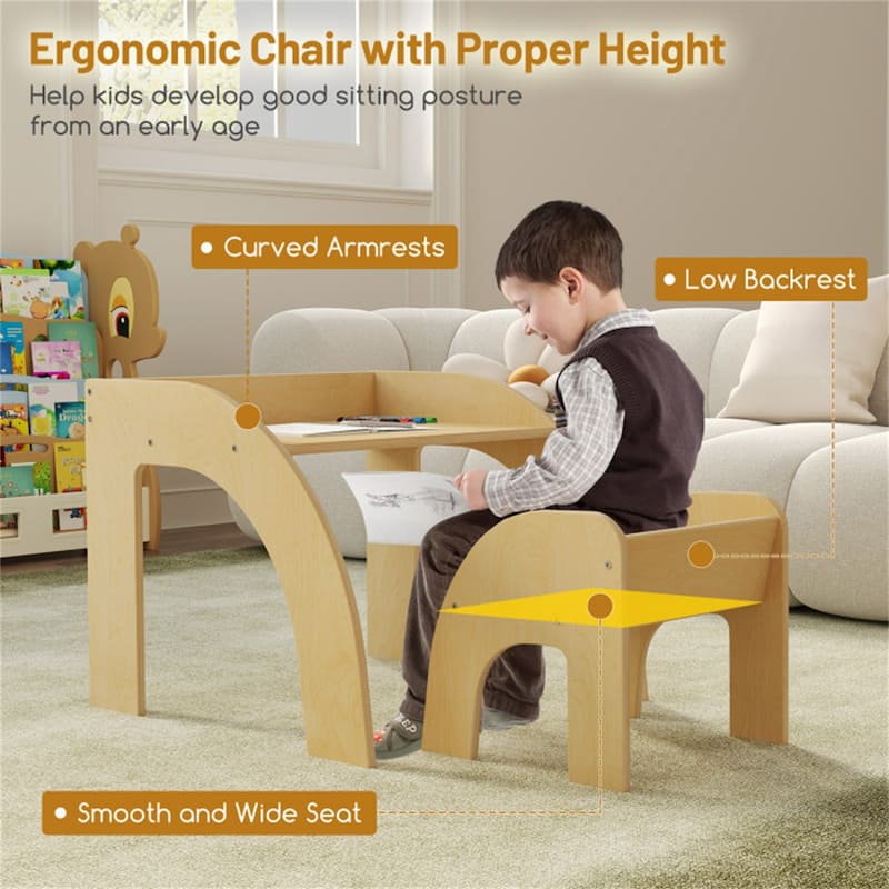 Kids Table and Chair Set for Children 3+ Years Old Multipurpose Drawing Writing Play Furniture - 23.5" x 23.5" x 19.5"