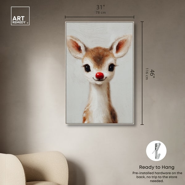 dimension image slide 17 of 24, Baby Rudolph Christmas Wall Decor Canvas Print by Art Remedy