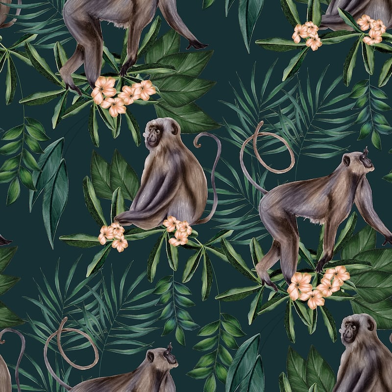 Morris Dark Blue Tropical Jungle Wallpaper