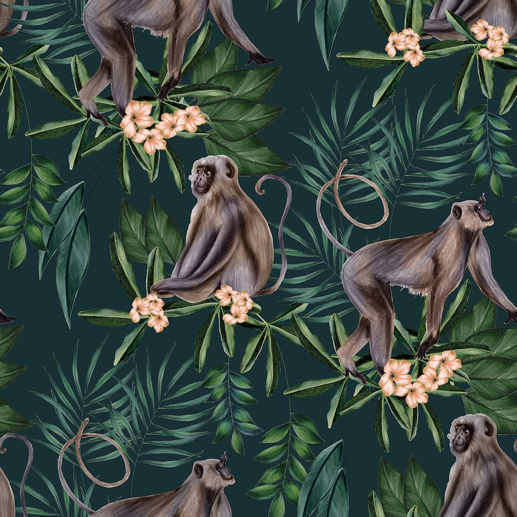 Morris Dark Blue Tropical Jungle Wallpaper