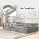 preview thumbnail 4 of 11, Grey Twin Size Pine Wood Floor Bed with Full-length Guardrail and Door for Kids, Adults