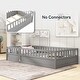 preview thumbnail 4 of 35, Twin Size Wooden Floor Bed, Integral Construction with High Security Barrier, Door, Support Slats for Kids' Play and Sleep, Grey
