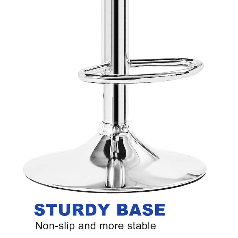 Javlergo Set of 4 Adjustable Swivel Bar Stools 360° Swivel PU Leather Counter Height Bar Chair with Silver-Plated Base Footrest