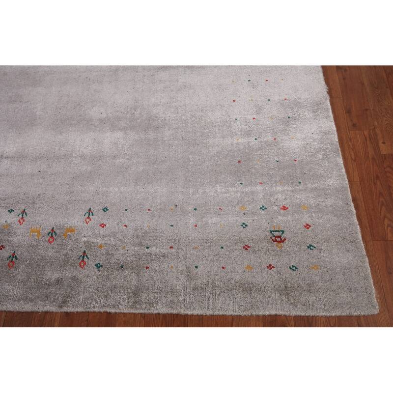 Tribal Gabbeh Indian Area Rug Silk Carpet - 9'0" X 11'7"