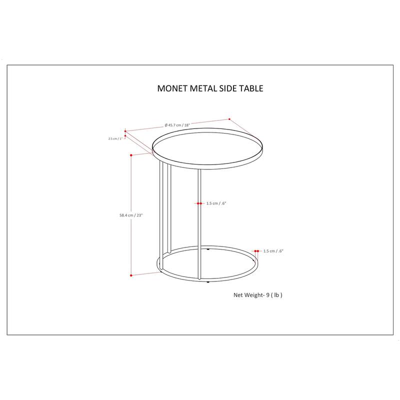 WYNDENHALL Lipton Industrial 18 inch Wide Metal Accent Side Table in Black, Fully Assembled - 18" dia. x 23" h