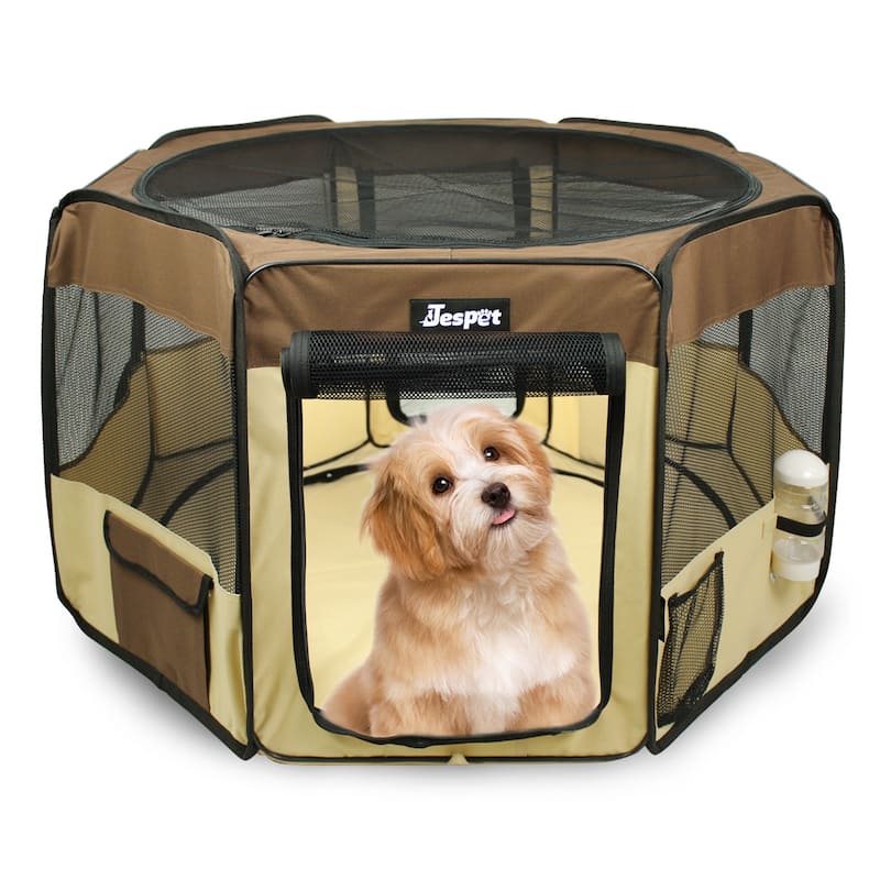 Jespet Soft-Sided Folding Dog & Cat Playpen - Brown - 45"