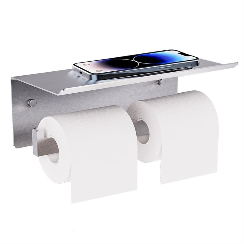 Double Toilet Paper Holder with Shelf