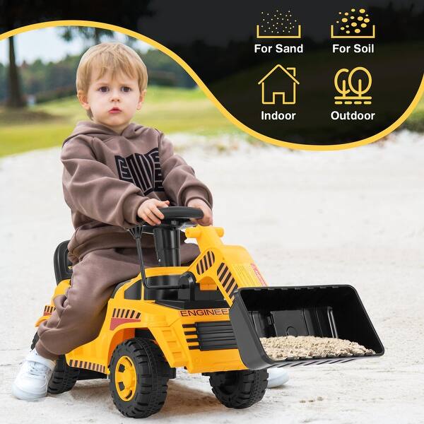 slide 2 of 9, Kids Ride On Excavator Digger Toy with Engine Sound and Adjustable Bucket - 36" x 12" x 16.5"