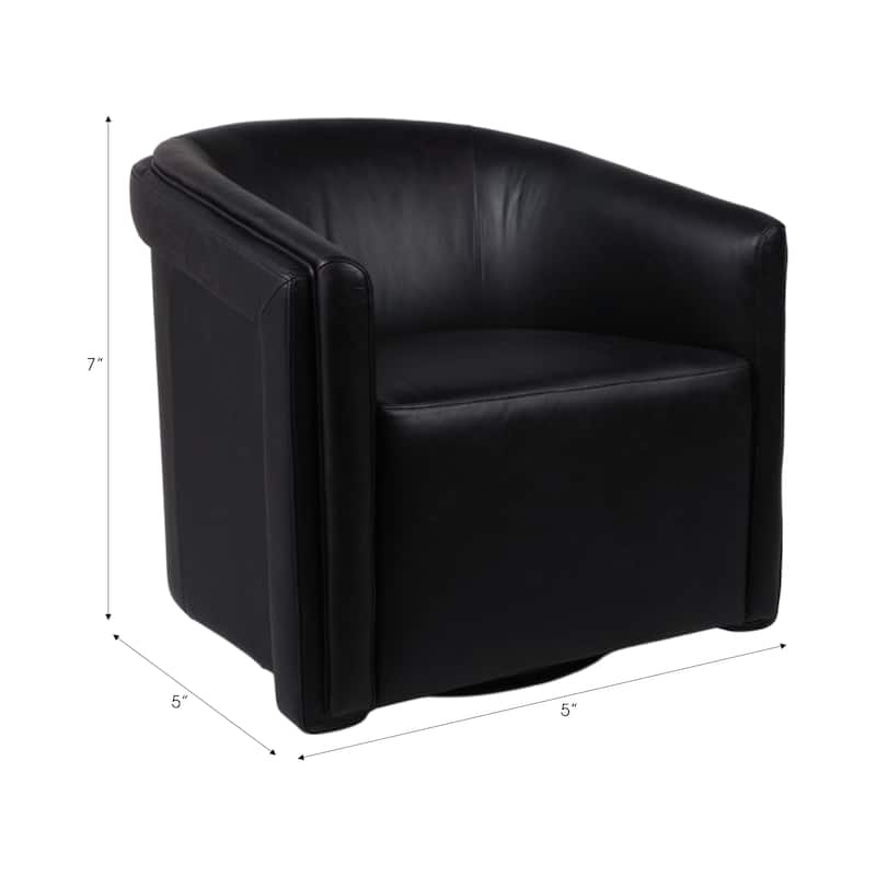Leather Armchair Modern Swivel Upholstered Accent - 30" Black - 31.25"