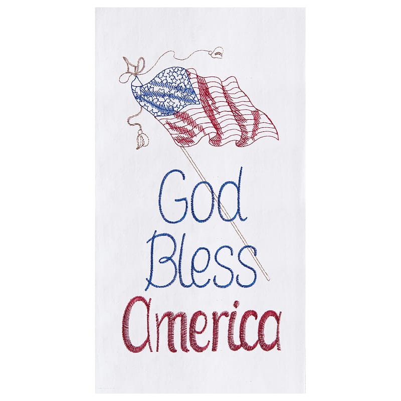 God Bless America July Fourth Flour Sack Cotton Kitchen Towel