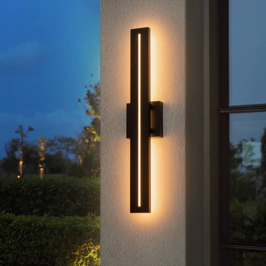 Modern Wall Lights 12W LED Bathroom Vanity Light Over Mirror Black Bar Vanity Light - 24"