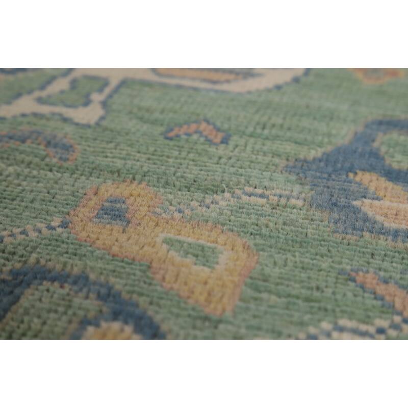 Hand Knotted Oriental 100% Wool Carpet Transitional Medallion Navy Blue & Blues Oushak Area Rug - 10' 1'' X 8' 3''